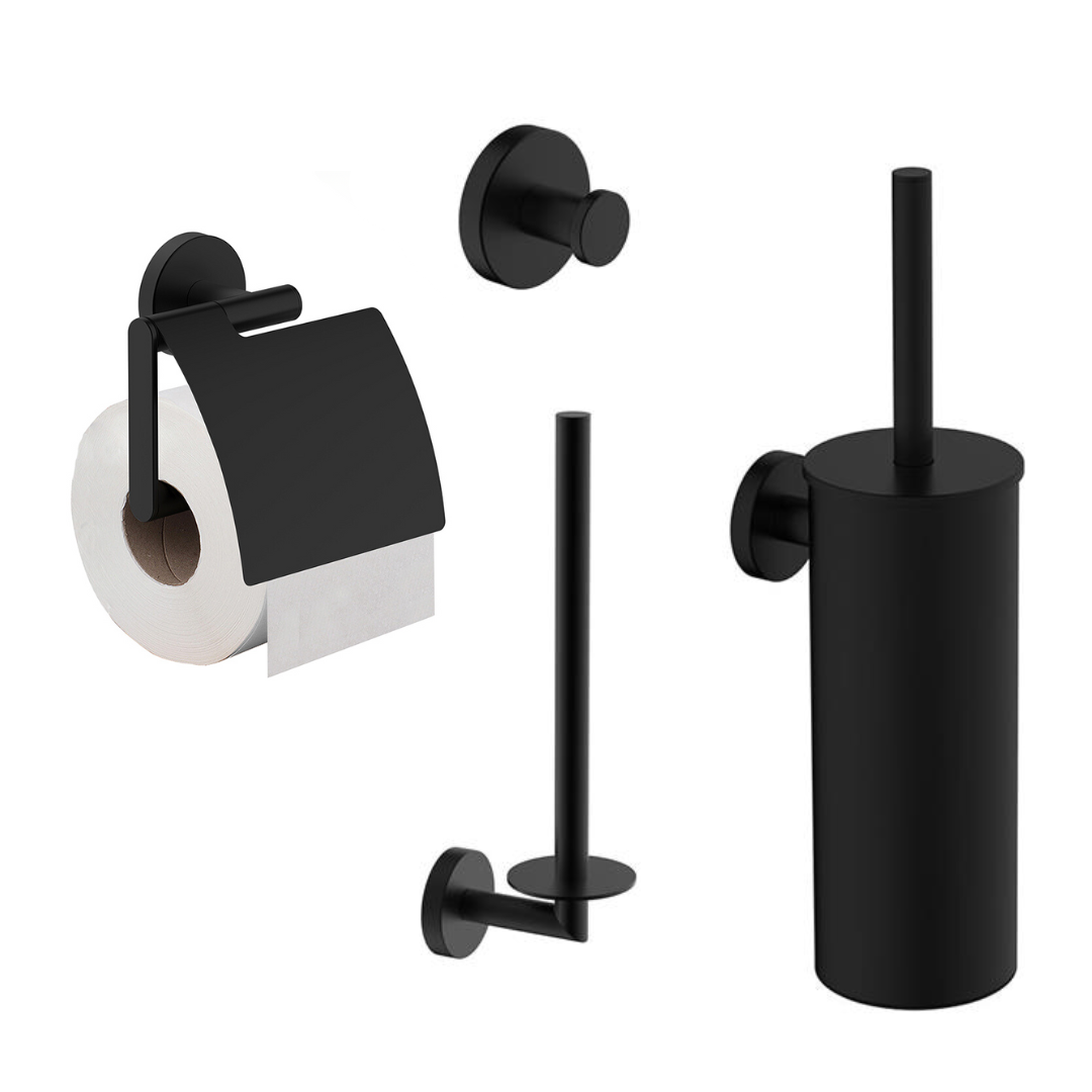 Wiesbaden Alonzo Toilet Accessoires Set Deluxe – Mat Zwart