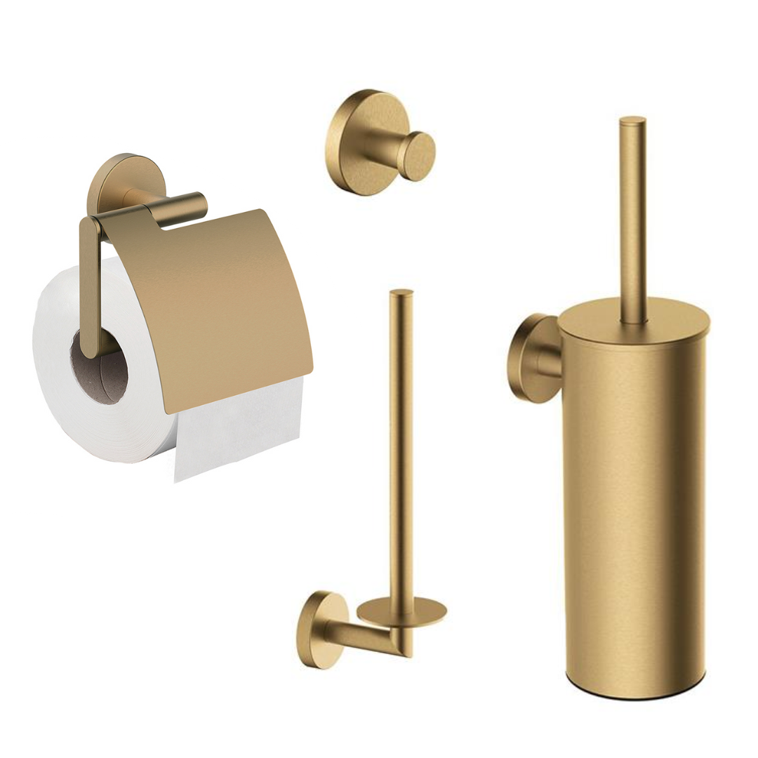 Wiesbaden Alonzo Toilet Accessoires Set Deluxe – Geborsteld Messing