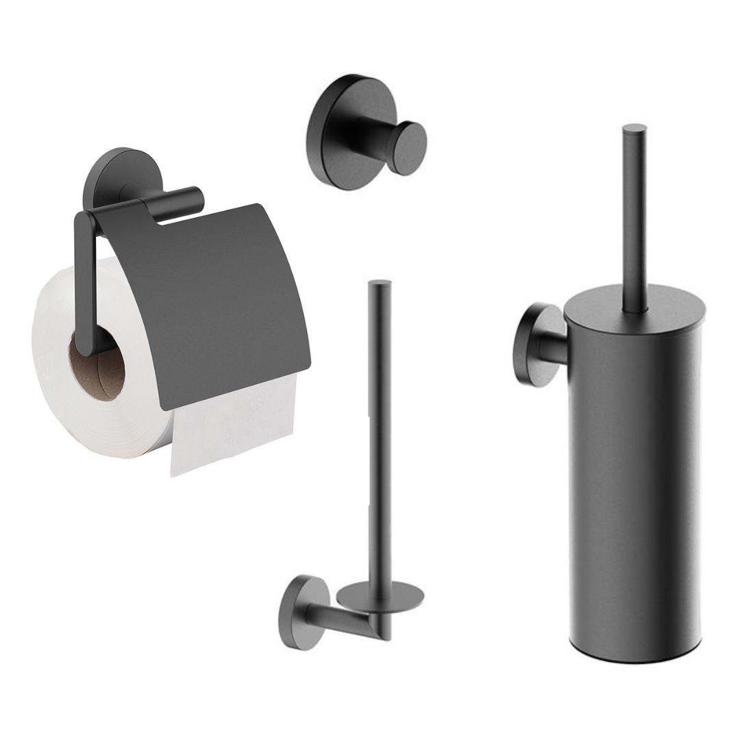 Wiesbaden Alonzo Toilet Accessoires Set Deluxe – Gun Metal
