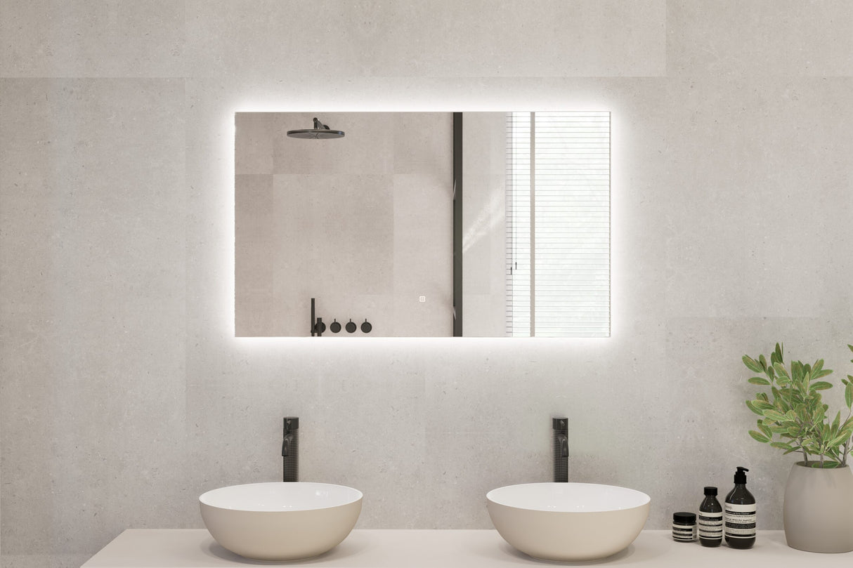 Aqua Elegance - Francia Led Rechthoekige Badkamerspiegel – Anti Condens – 3 Led Verlichting Standen – Hip Design – Krasbestendig