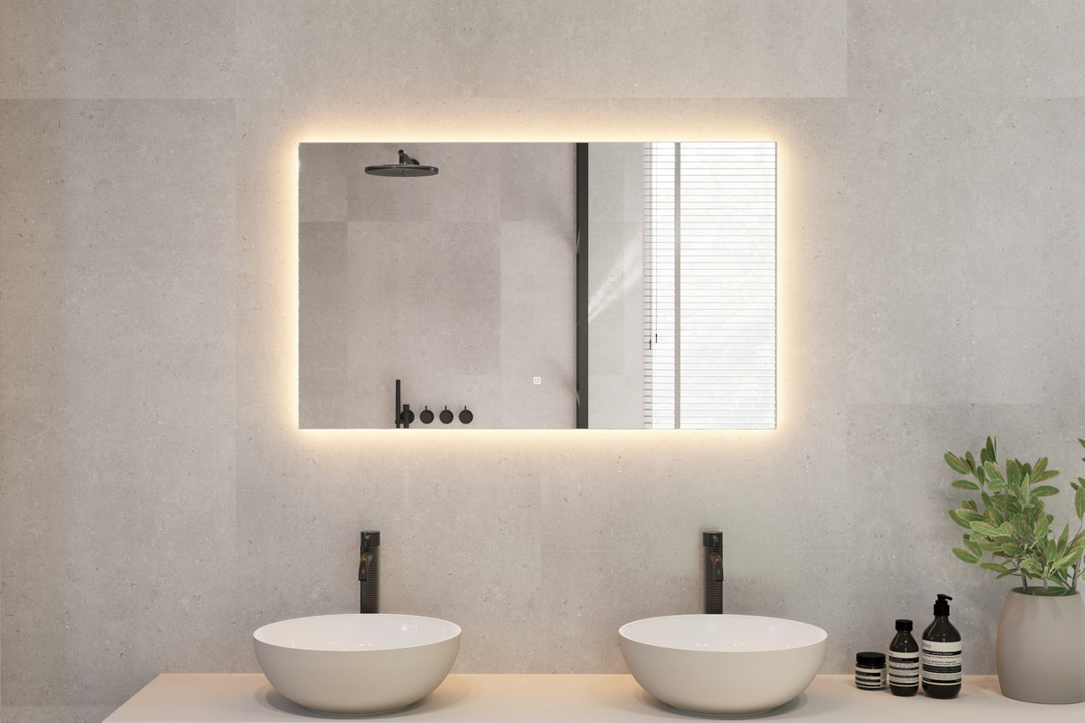 Aqua Elegance - Francia Led Rechthoekige Badkamerspiegel – Anti Condens – 3 Led Verlichting Standen – Hip Design – Krasbestendig