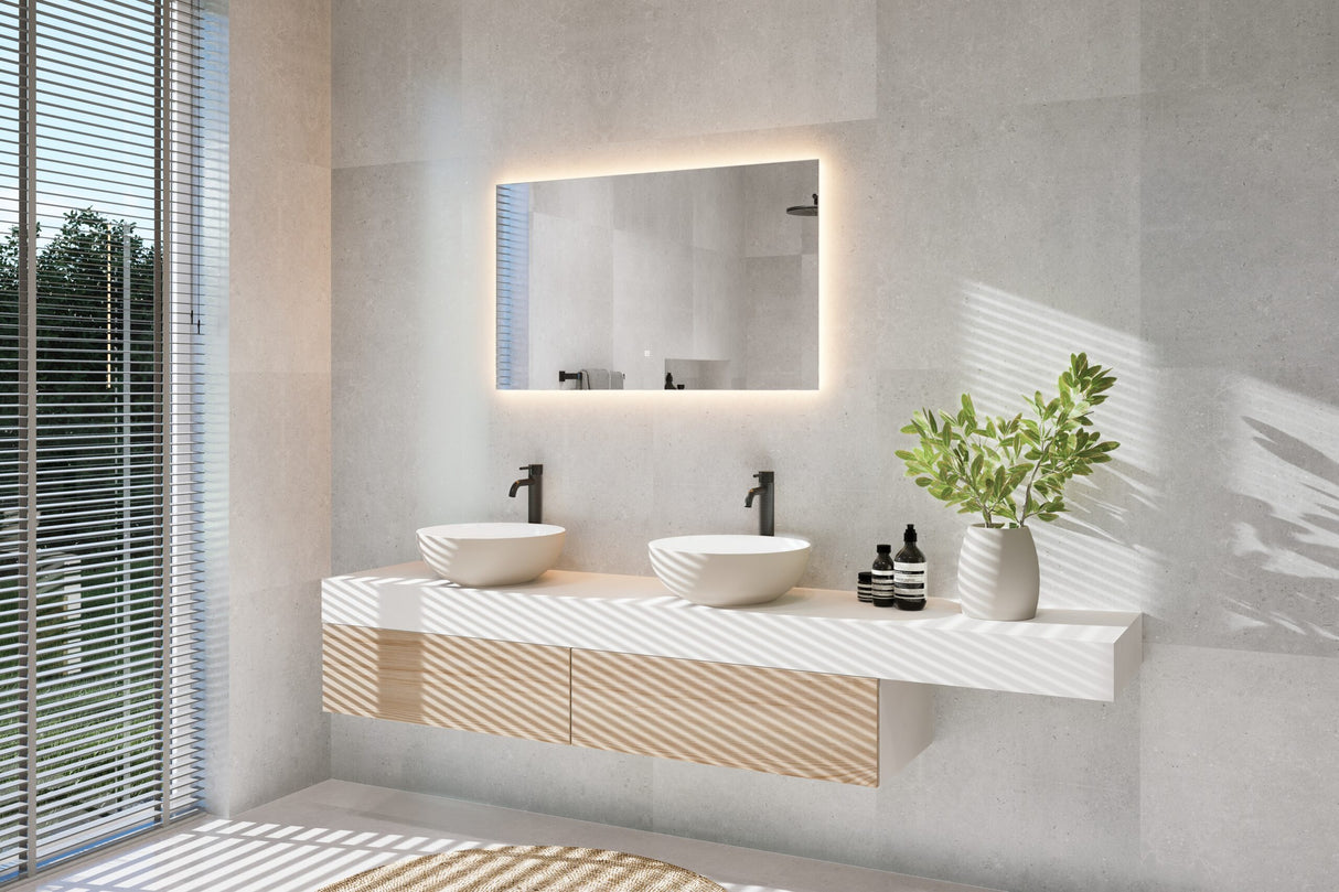 Aqua Elegance - Francia Led Rechthoekige Badkamerspiegel – Anti Condens – 3 Led Verlichting Standen – Hip Design – Krasbestendig