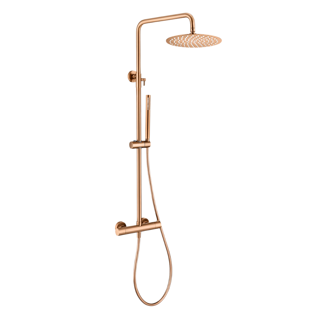 Aqua Elegance – Opbouw Regendoucheset – Geborsteld Brons – Pvd Coating – Vernet Binnenwerk Met Keramische Schijven