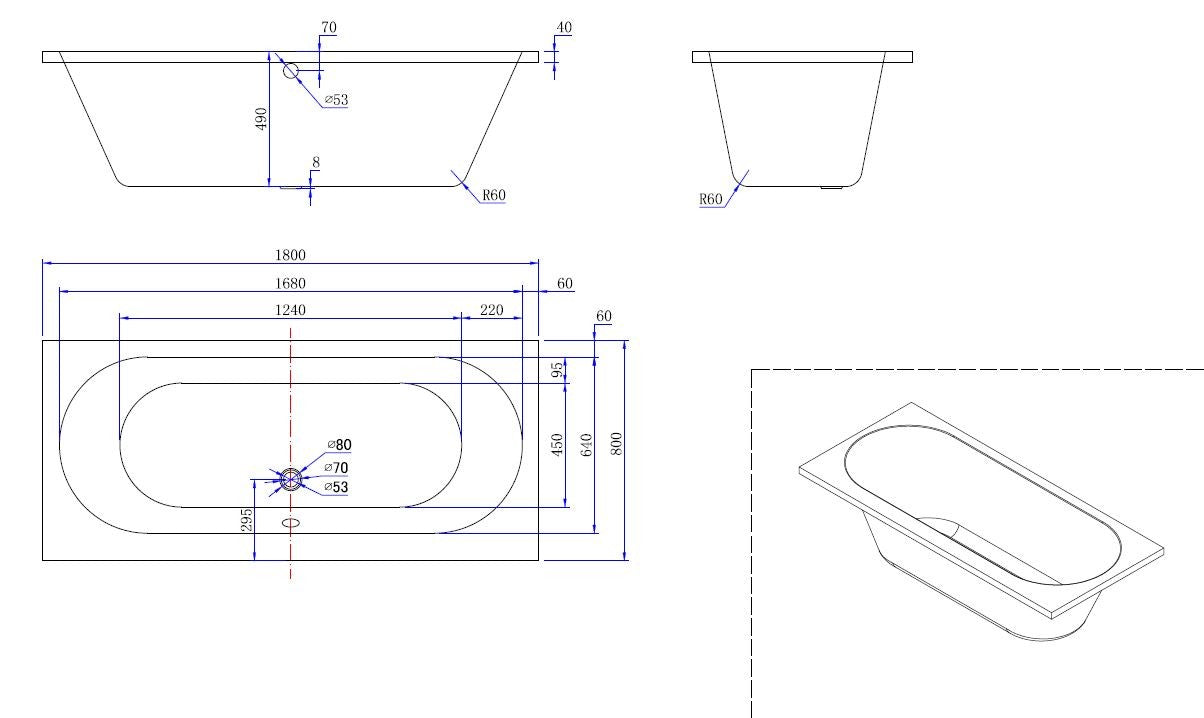 Wiesbaden Portus Rd Inbouw Duo Ligbad Acryl
