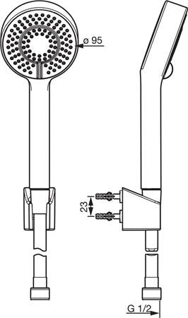 Hansabasicjet Badset Met Handd. (3 Str Ø95Mm) Houderslang 150Cm Mzw