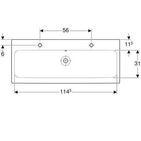 Geberit Icon Wastafel 120X485Cm Kraangat/L En Rechts M/Ol Tect/Wit