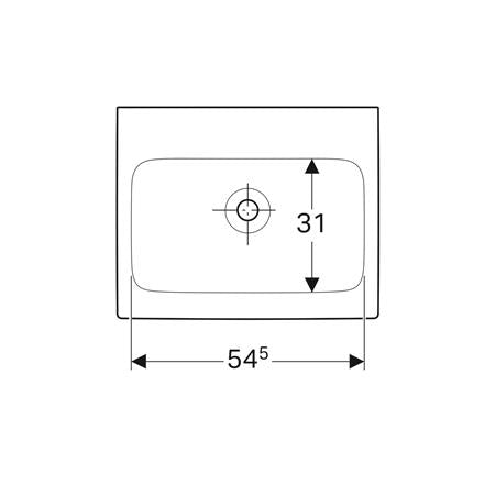 Geberit Icon Wastafel 60X485Cm Z/Kraangat Z/Overloop Wit