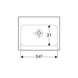 Geberit Icon Wastafel 60X485Cm Z/Kraangat Z/Overloop Wit