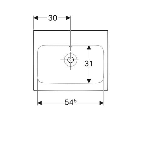 Geberit Icon Wastafel 60X485Cm Z/Kraangat M/Overloop Wit