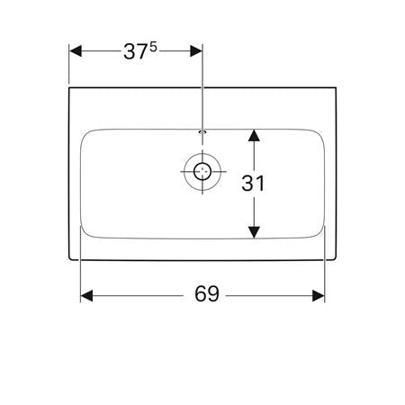 Geberit Icon Wastafel 75X485Cm Z/Kraangat M/Overloop Wit