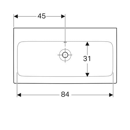 Geberit Icon Wastafel 90X485Cm Z/Kraangat M/Overloop Wit