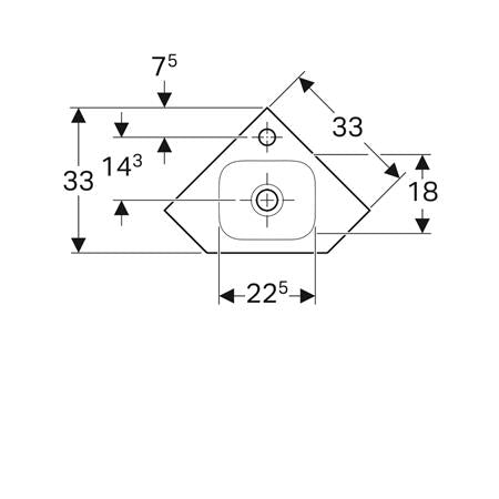 Geberit Icon Hoekfontein 46X33Cm M/Kraangat Z/Overloop Tect/Wit