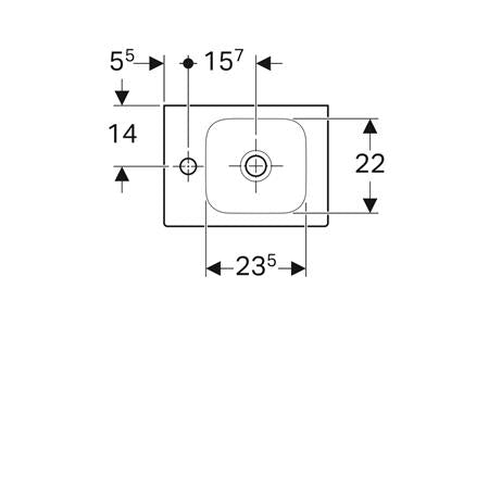 Geberit Icon Fontein 38X28Cm Kraangat/L Z/Overloop Tect/Wit