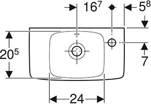 Geberit Renova Compact Fontein 45X25Cm Kraangat Rechts M/Ol Tect/Wit