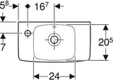 Geberit Renova Compact Fontein 45X25Cm Kraangat Links M/Ol Tect/Wit