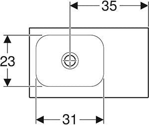 Geberit Icon Light Fontein 53X31Cm Z/Kr Z/Ol Aflegvlak Rechts Wit