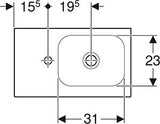 Geberit Icon Light Fontein 53X31Cm M/Kr Z/Ol Aflegvlak Links Tect/Wit