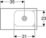 Geberit Icon Light Fontein 53X31Cm Z/Kr Z/Ol Aflegvlak Links Wit