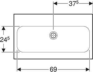 Geberit Icon Light Wastafel 75X42Cm Z/Kraangat Z/Overloop Wit