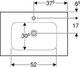 Geberit Icon Light Wastafel 75X48Cm M/Kr Z/Ol M/Afleg Tect/Wit