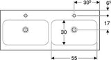 Geberit Icon Light Dubbele Wastafel 120X48Cm M/Kraangat Z/Ol Tect/Wit