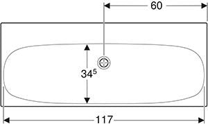 Geberit Acanto Wastafel Eenvoudige Bev. 120X482Cm Z/Kr Z/Ol Wit