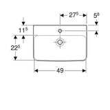 Geberit Renova Compact Wastafel 55X37Cm M/Kraangat M/Overloop Tect/Wit