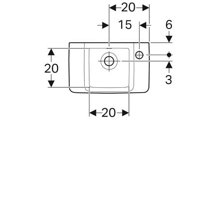 Geberit Renova Compact Fontein 40X25Cm Kraangat/R M/Ol Tect/Wit