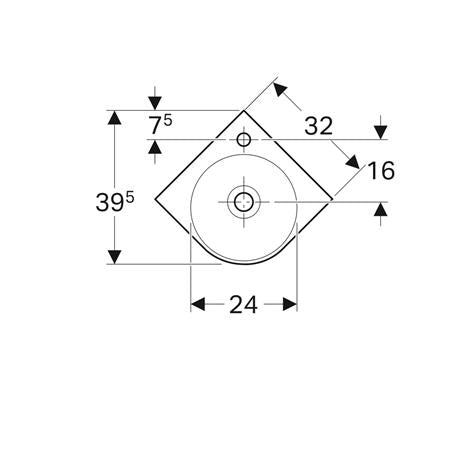 Geberit Renova Compact Hoekfontein 45X395Cm M/Kraangat M/Ol Tect/Wit