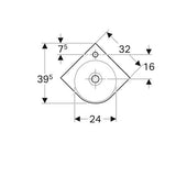 Geberit Renova Compact Hoekfontein 45X395Cm M/Kraangat M/Ol Tect/Wit