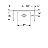 Geberit Renova Compact Wastafel M/Afleg 50X25Cm Kraangat/R M/Ol Wit