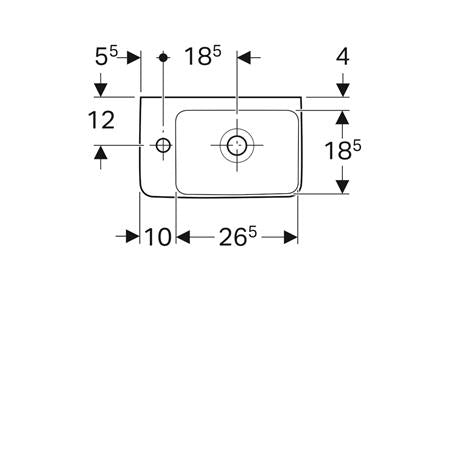 Geberit Renova Compact Fontein 40X25Cm Kraangat/L M/Overloop Tect/Wit