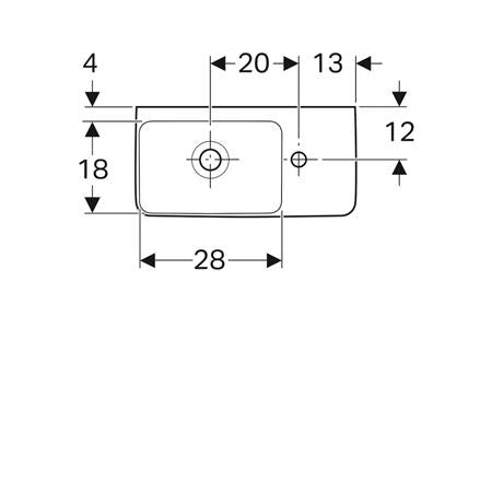 Geberit Renova Compact Wastafel 50X25Cm Kraangat/R M/Overloop Wit