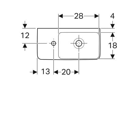 Geberit Renova Compact Wastafel 50X25Cm Kraangat/L M/Overloop Wit