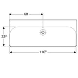 Geberit Smyle Square Wastafel 120X48Cm Z/Kraangat M/Overloop Tect/Wit