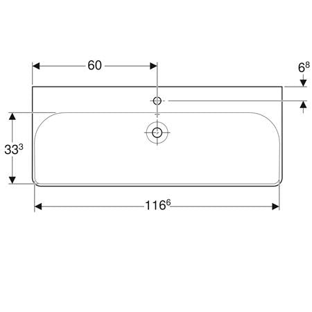 Geberit Smyle Square Wastafel 120X48Cm M/Kraangat M/Overloop Wit