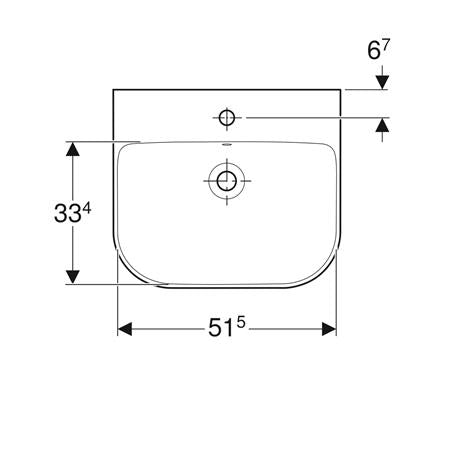 Geberit Smyle Wastafel 55X48Cm M/Kraangat M/Overloop Wit