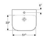 Geberit Smyle Wastafel 55X48Cm M/Kraangat M/Overloop Wit