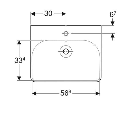 Geberit Smyle Square Wastafel 60X48Cm M/Kraangat M/Overloop Tect/Wit