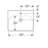 Geberit Smyle Wastafel 65X48Cm M/Kraangat M/Overloop Wit