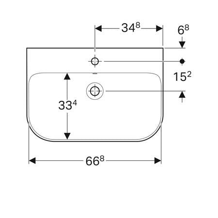 Geberit Smyle Wastafel 70X48Cm M/Kraangat M/Overloop Wit