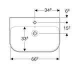 Geberit Smyle Wastafel 70X48Cm M/Kraangat M/Overloop Wit