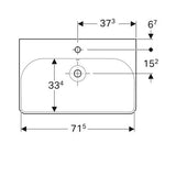 Geberit Smyle Square Wastafel 75X48Cm M/Kraangat M/Overloop Tect/Wit