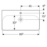 Geberit Smyle Square Wastafel 90X48Cm M/Kraangat M/Overloop Tect/Wit