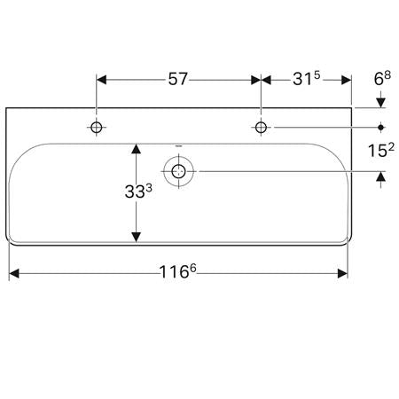 Geberit Smyle Square Wastafel 120X48Cm Kraangat/L En Rechts M/Ol Wit