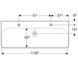 Geberit Smyle Square Wastafel 120X48Cm Kraangat/L En Rechts M/Ol Wit