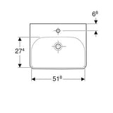 Geberit Smyle Square Wastafel 55X44Cm M/Kraangat M/Overloop Wit