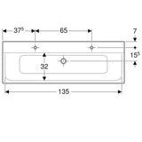 Geberit Xeno2 Meubelwastafel 140X48Cm Kr/L En Rechts Z/Ol Alpien Wit