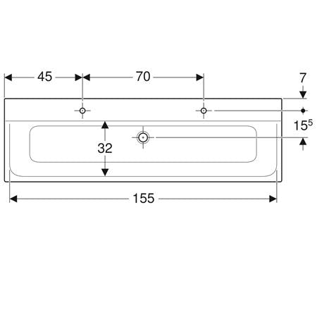 Geberit Xeno2 Meubelwastafel 160X48Cm Kr/L En Rechts Z/Ol Alpien Wit