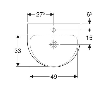 Geberit Renova Wastafel 55X45Cm M/Kraangat M/Overloop Tect/Wit